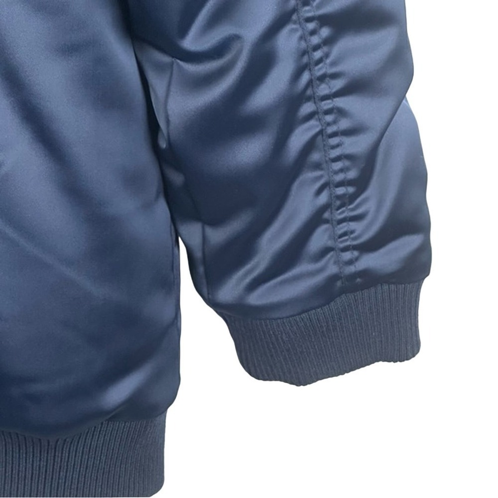 Zoe Karssen Navy Long Satin Bomber Jacket Big in Japan Size XS NWT $325 - Picture 10 of 14